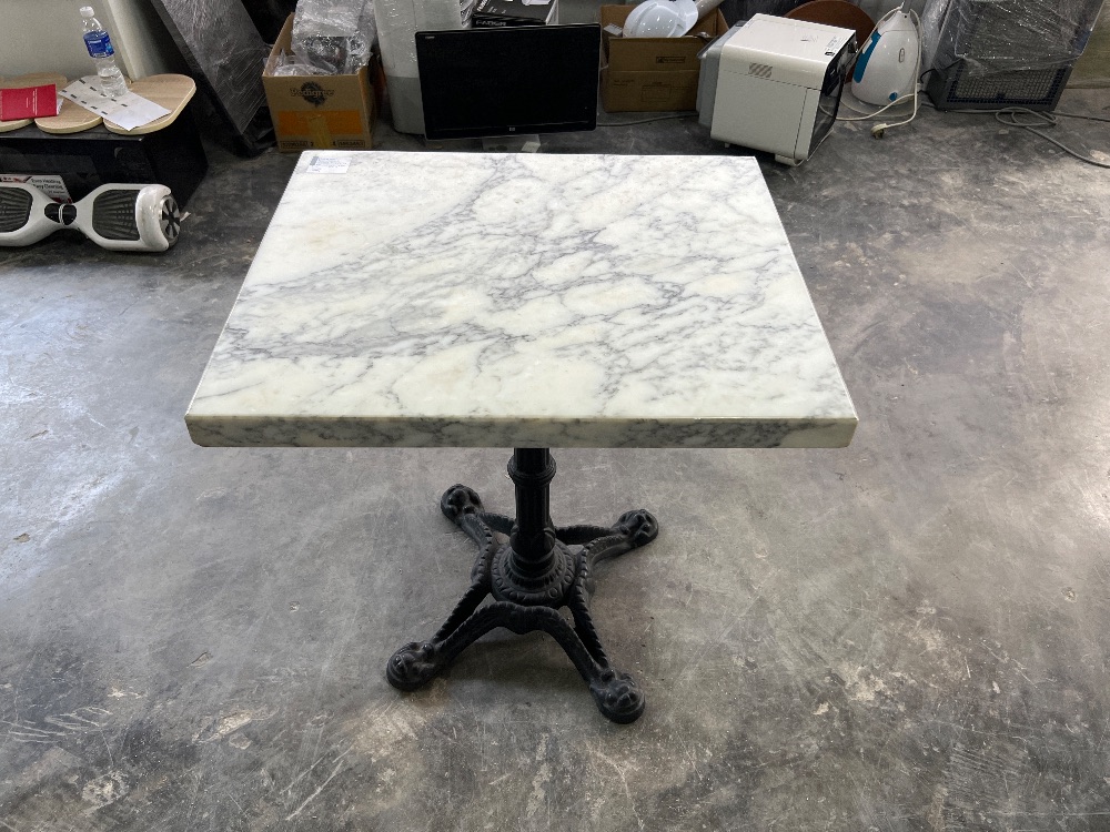 [S] Marble Top Square Table with Steel Leg / Meja Marble Top Square