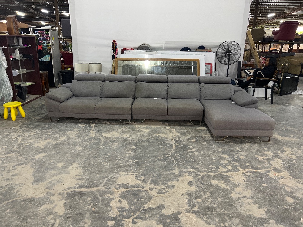 Lsectional Fabric Sofa Grey Colour / Sofa Fabrik Keratan L Warna