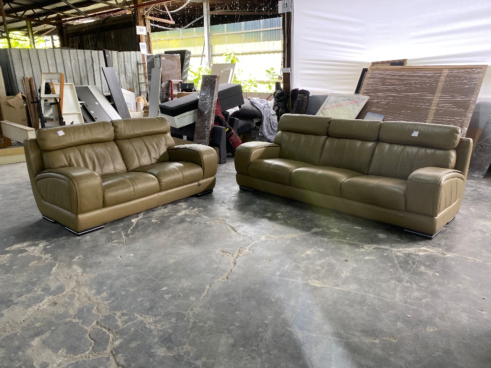 (S)Leather 3 Seater Sofa / Sofa Kulit 3 Tempat Duduk - Unearth Store