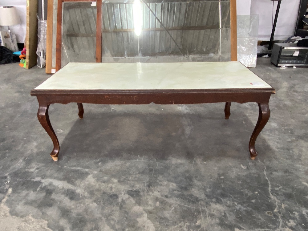 Wooden White Top Coffee Table / Meja Kopi Atas Kayu Putih Unearth Store
