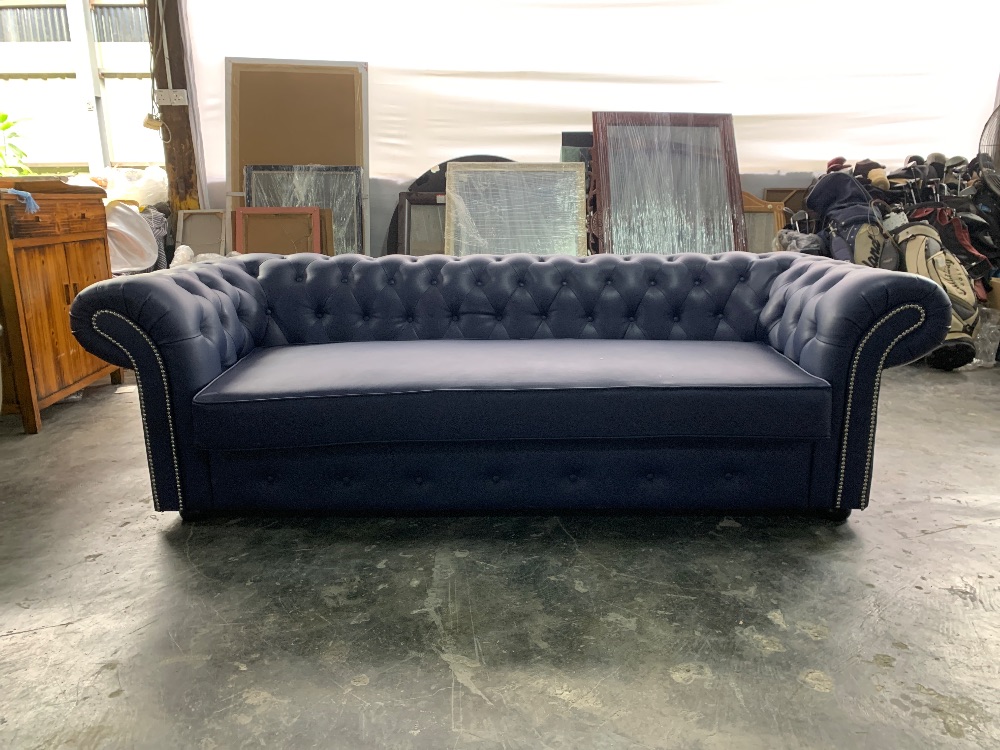(S)Leather Chesterfield 3 Seater Sofa Blue Colour / Sofa Kulit