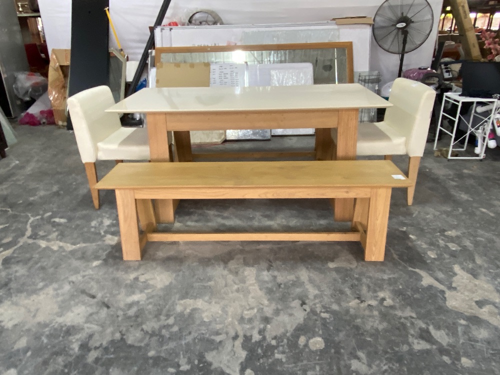 Wooden Quartz Stone 4-Seater Dining Table set with (5/6) / Meja Makan 4 ...