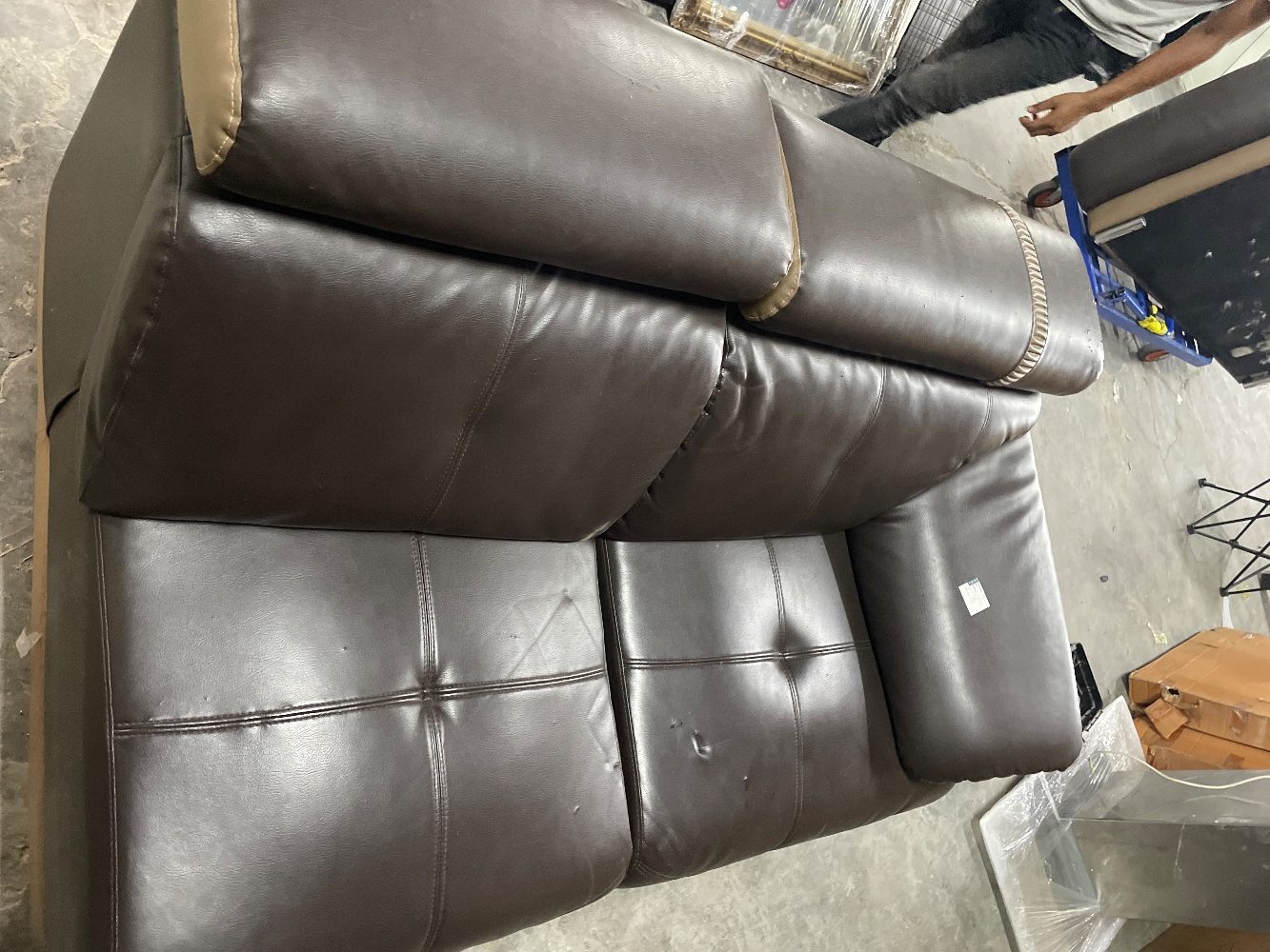 Leather 3 Seater L-Shaped Sectional Sofa Dark Brown Colour / Sofa ...