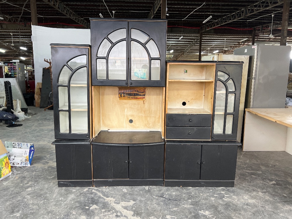 Wooden Kitchen Cabinet With Storage Units Black Colour / Kabinet Dapur ...