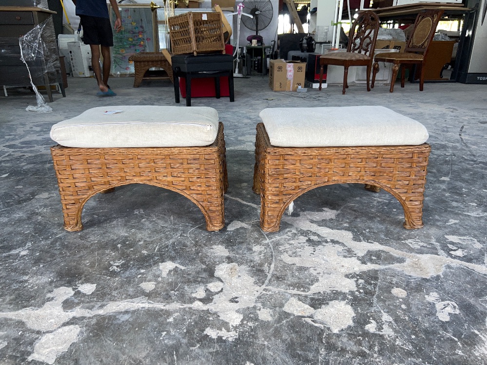 (S)Square Shape Rattan Footstool / Bangku Kaki Rotan Bentuk Persegi ...
