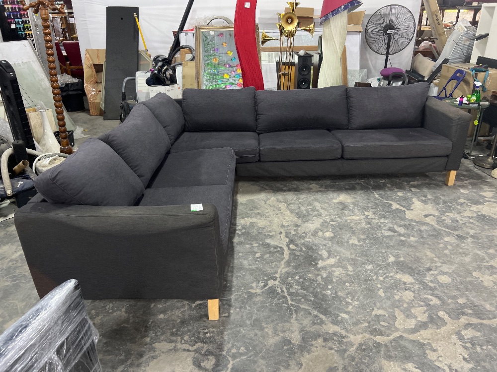 Fabric 7-seater L-sectional Sofa Grey Colour / Fabrik 7 Tempat Duduk ...