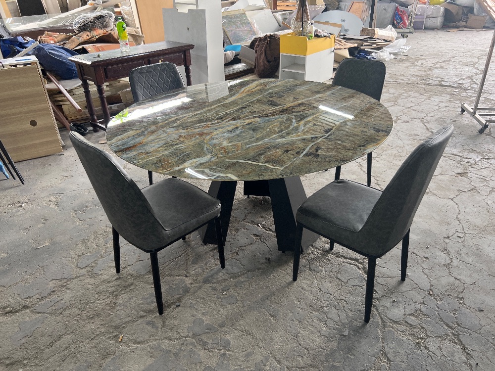 Round Shape 4 Seater Marble Dining Table Set With (401) / Meja Makan ...