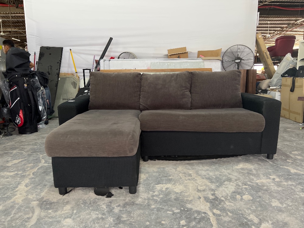 Grey Brown Fabric 3Seater LShaped Sectional Sofa / Fabrik Kelabu