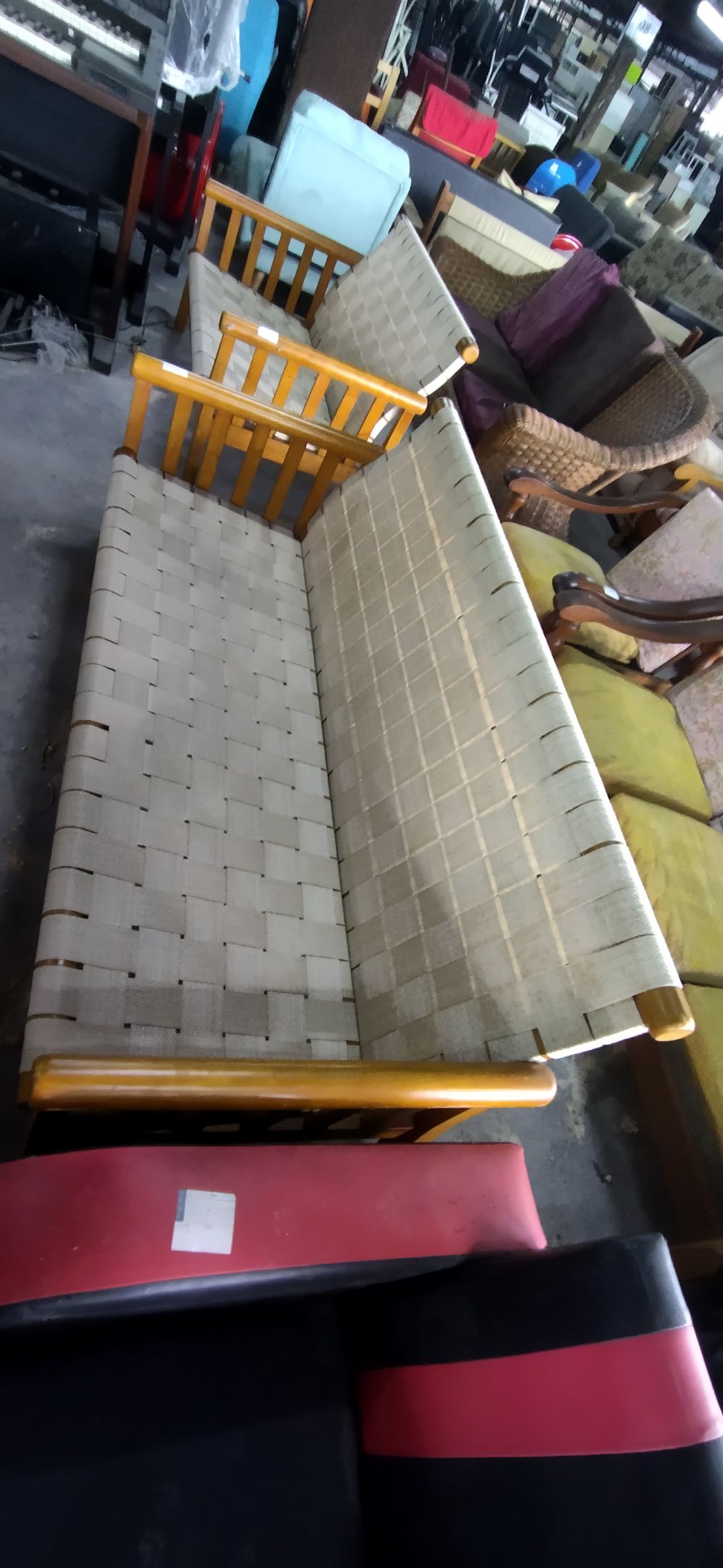 Wooden Frame White Rattan 3Seater Sofa / Wooden Frame White Rattan 3