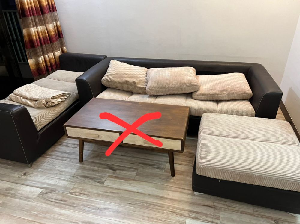 Black 3 Seater Chaise Lounge Sofa - Unearth Store