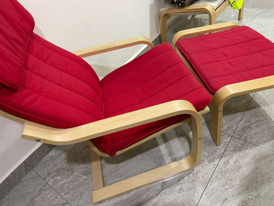 Ikea Red Cushion Wood POANG Footstool Unearth Store