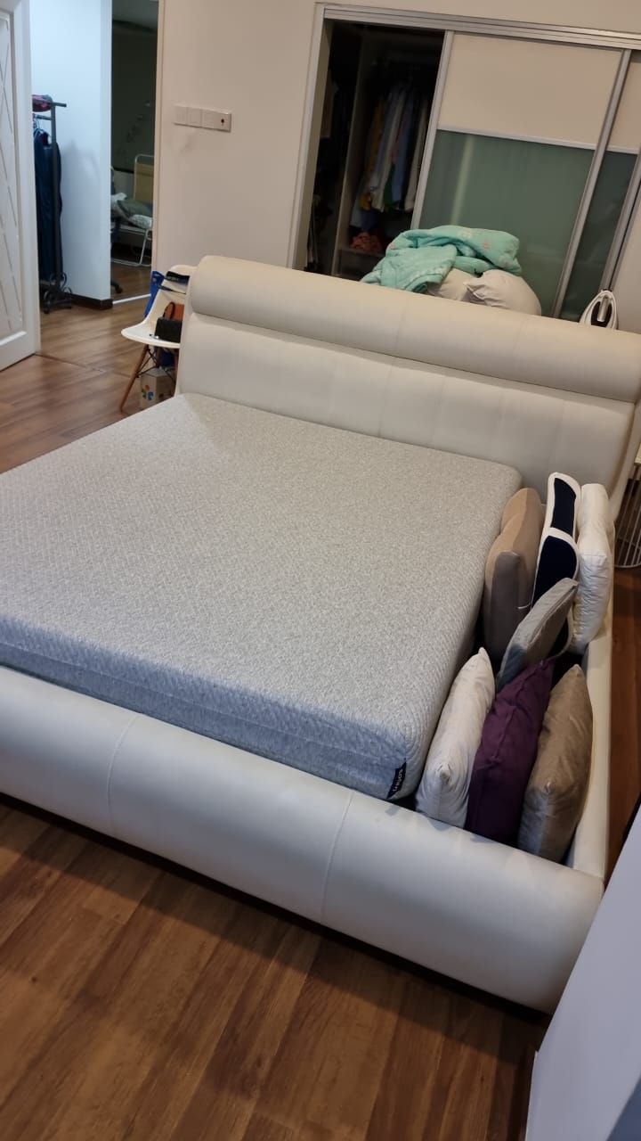 Beige Leather King Sized Bedframe Unearth Store