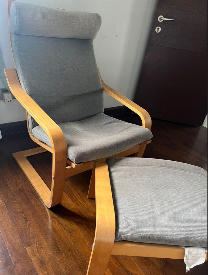 Grey Fabric Poang Footstool Unearth Store