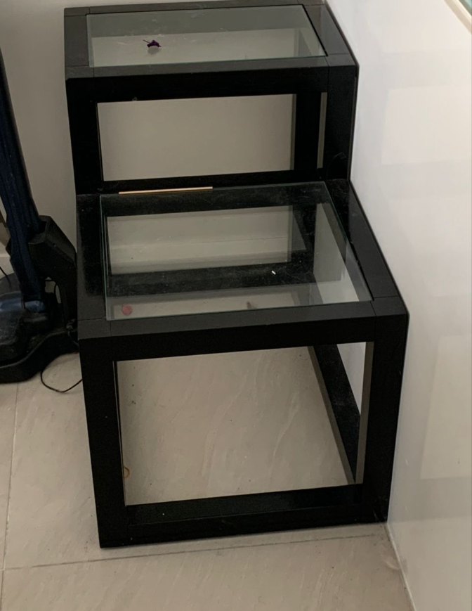 Black Wooden Frame Glass Top Side Table Unearth Store