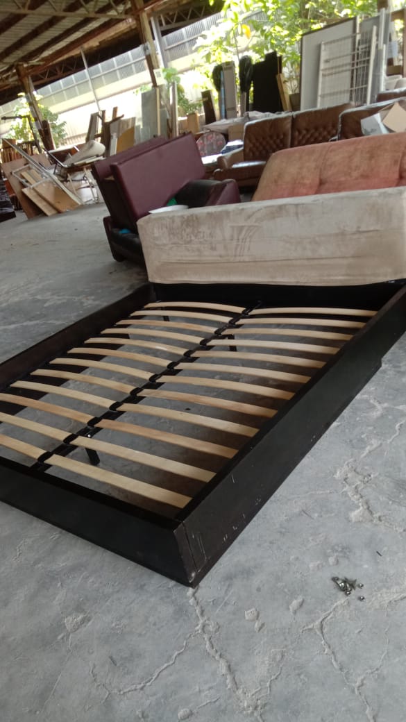Beige Velvet King Size Bedframe - Unearth Store