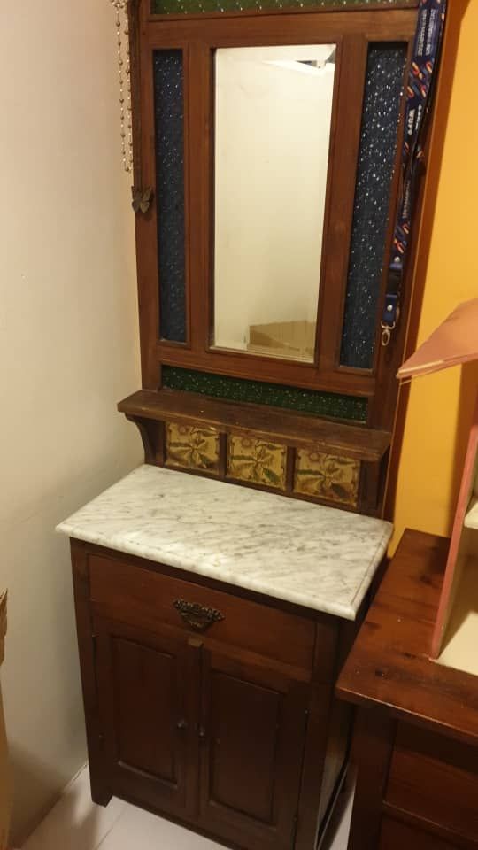 Wooden Marble Top Hall Table - Unearth Store
