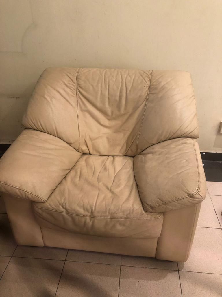 Beige Leather Armchair Unearth Store