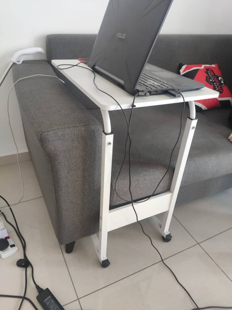 White Wooden Computer Side Table - Unearth Store