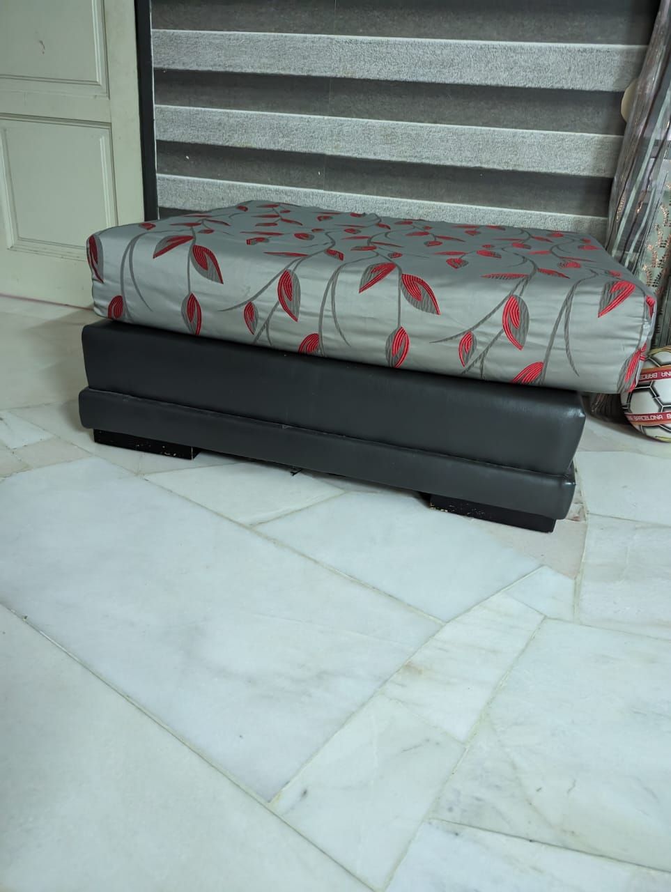 Black Leather Ottoman - Unearth Store