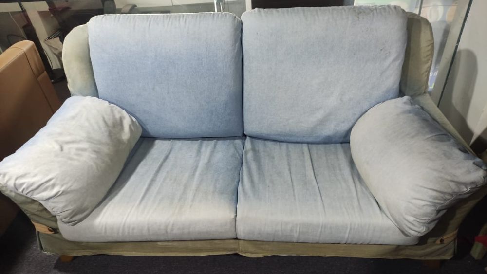 Grey White Blue Fabric 2-seater Sofa - Unearth Store