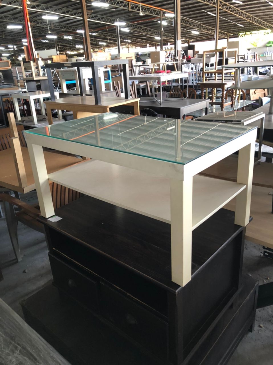 white glass coffee table - Unearth Store