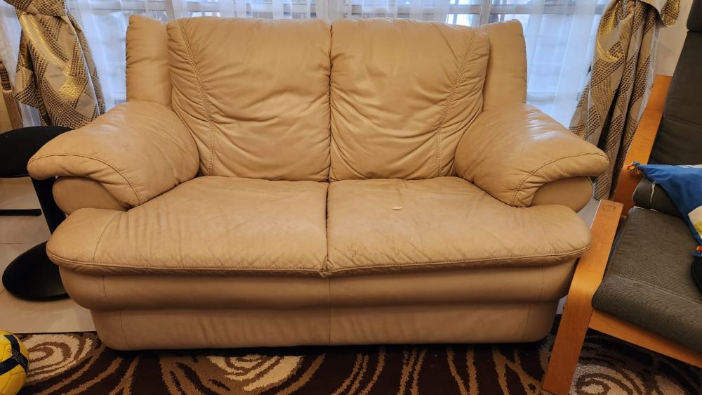 Cream Leather 2Seater Sofa (Damaged) Unearth Store