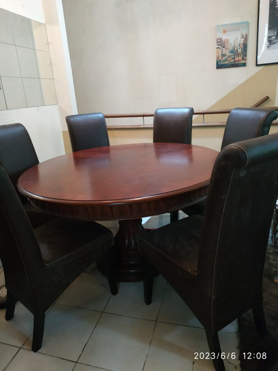 Dark Wooden 6-seater Dining Table - Unearth Store