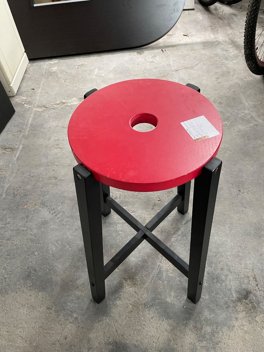 Red Wooden Bar Stool / Bangku Bar Kayu Merah Unearth Store