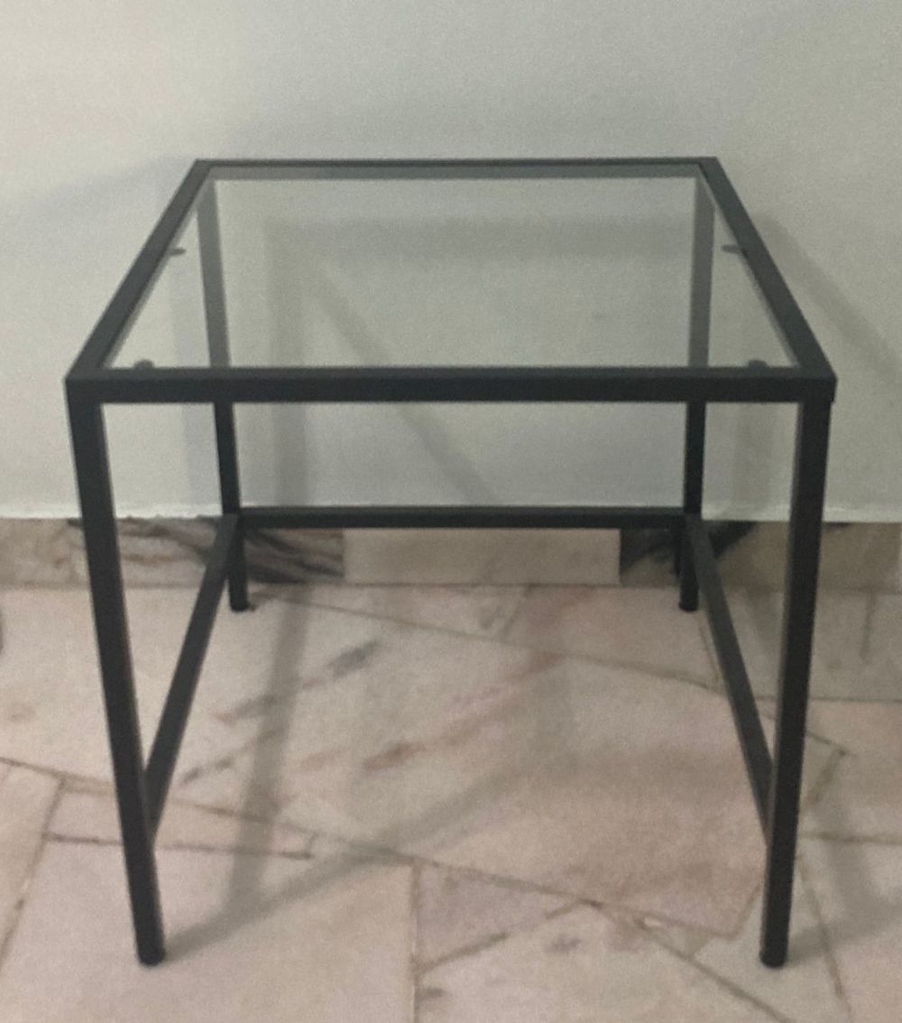 Black Metal Glass Top Coffee Table - Unearth Store