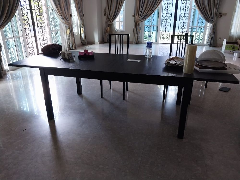 Dark Wooden 10-seater Dining Table - Unearth Store